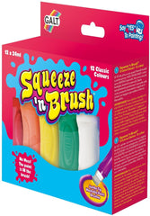 12 Classic Colours Squeeze N Brush-Arts & Crafts, Baby Arts & Crafts, Cerebral Palsy, Early Arts & Crafts, Galt, Gifts For 3-5 Years Old, Messy Play, Paint, Painting Accessories, Primary Arts & Crafts, Stock-Learning SPACE