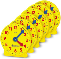 Geared Mini Clocks (Pack of 6)-Classroom Packs, Learning Resources, Maths, Primary Maths, S.T.E.M, Sand Timers & Timers, Stock, Time-Learning SPACE