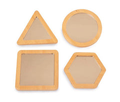 Wood Frame Shape Mirrors (4Pk)-Baby Soft Play and Mirrors,Calming & Anxiety,Cosy Direct,Emotions & Self Esteem,Mirror,Nursery,Sensory Mirrors,Social Emotional Learning,Social Stories & Games & Social Skills-Learning SPACE