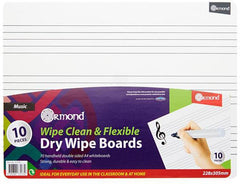 10 Dry Wipe Boards – 228 x 305 mm – Music Edition-Music,Music Class Pack,Ormond,Primary Literacy,Primary Music,Stationery,Stock-Learning SPACE