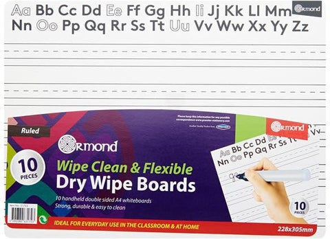 10 Dry Wipe Boards - 228x305mm - Letters-Arts & Crafts,Drawing & Easels,Early Years Literacy,Learn Alphabet & Phonics,Ormond,Primary Arts & Crafts,Primary Literacy,Spelling Games & Grammar Activities,Stationery,Stock-Learning SPACE