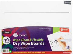 10 Dry Wipe Boards - 228x305mm - Wide Ruled-Back To School,Ormond,Primary Literacy,Seasons,Stationery,Stock-Learning SPACE