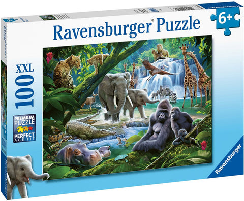 100 Piece Jigsaw Puzzle - Jungle Families XXL-100-1000 Piece Jigsaw,Games & Toys,Gifts for 8+,Ravensburger Jigsaws-Learning SPACE