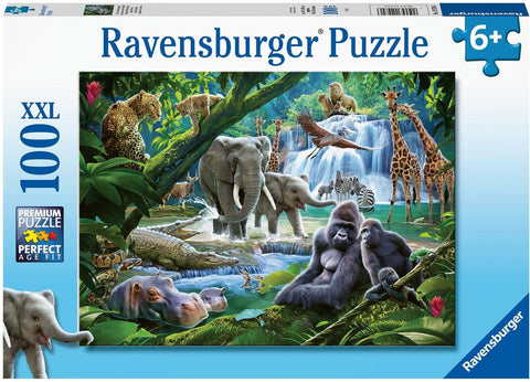 100 Piece Jigsaw Puzzle - Jungle Families XXL-100-1000 Piece Jigsaw,Games & Toys,Gifts for 8+,Ravensburger Jigsaws-Learning SPACE