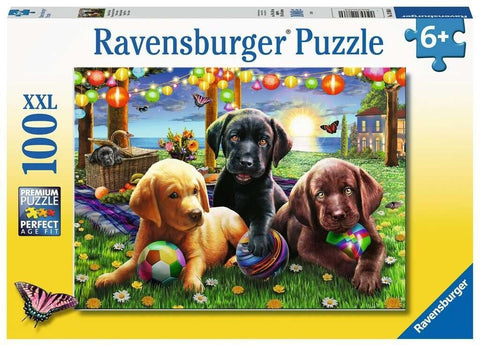 100 Piece Jigsaw Puzzle - Puppy Picnic XXL-100-1000 Piece Jigsaw,Games & Toys,Gifts for 5-7 Years Old,Ravensburger Jigsaws-Learning SPACE