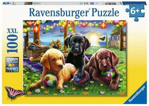 100 Piece Jigsaw Puzzle - Puppy Picnic XXL-100-1000 Piece Jigsaw,Games & Toys,Gifts for 5-7 Years Old,Ravensburger Jigsaws-Learning SPACE