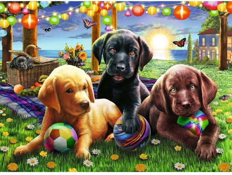 100 Piece Jigsaw Puzzle - Puppy Picnic XXL-100-1000 Piece Jigsaw,Games & Toys,Gifts for 5-7 Years Old,Ravensburger Jigsaws-Learning SPACE