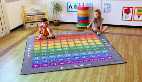 100 Square Counting Grid 2x2m Carpet-Counting Numbers & Colour,Dropship,Educational Carpet,Kit For Kids,Learning Difficulties,Mats & Rugs,Multi-Colour,Rugs,Square,Wellbeing Furniture-Learning SPACE