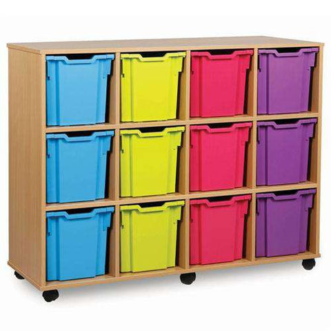 12 Quad Tray Unit-Dropship,Shelves,Storage,Storage Bins & Baskets,Trays,Wellbeing Furniture-Learning SPACE