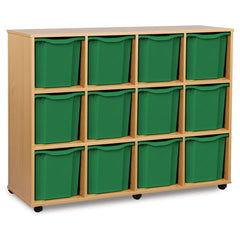 12 Quad Tray Unit-Shelves, Storage, Storage Bins & Baskets, Trays, Wellbeing Furniture-Beech-Learning SPACE