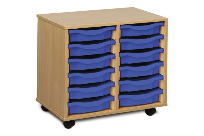 12 Single Tray Unit-Dropship,Shelves,Storage,Storage Bins & Baskets,Trays,Wellbeing Furniture-Beech-MEQ2W-Learning SPACE