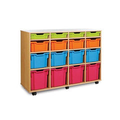 16 Combination Tray Unit-Shelves, Storage, Storage Bins & Baskets, Trays, Wellbeing Furniture-Beech-Learning SPACE