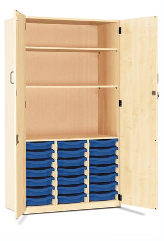 21 Single Tray Storage Cupboard-Cupboards,Cupboards With Doors,Dropship,Storage,Storage Bins & Baskets,Trays,Wellbeing Furniture-Maple-MAP21C-Learning SPACE