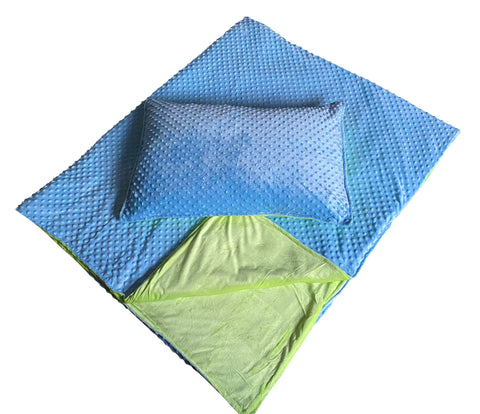 3kg Weighted Blanket & Pillow Case Small (90 x 100)-AllSensory, Autism, Calmer Classrooms, Calming and Relaxation, Comfort Toys, Core Range, Down Syndrome, Helps With, Matrix Group, Neuro Diversity, Nurture Room, Proprioceptive, Sensory Processing Disorder, Sensory Seeking, Sleep Issues, Weighted & Deep Pressure, Weighted Blankets-Blue/Green-Learning SPACE