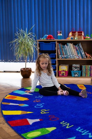 3x2m Oval Pencils Alphabet Carpet-Dropship,Educational Carpet,Kit For Kids,Learn Alphabet & Phonics,Mats & Rugs,Oval,Rugs,Wellbeing Furniture-Learning SPACE