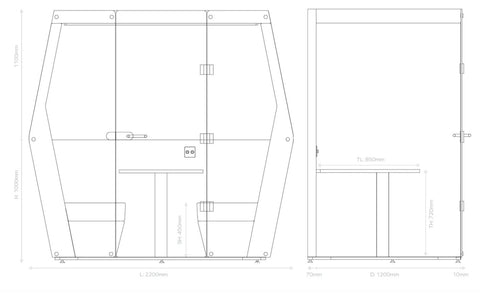 4 Seat Bill-Booth Acoustic Meeting Pod-booth,Noise Reduction,Nooks dens & Reading Areas,pod,Reading Area-Learning SPACE