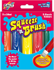 5 Classic Colours Squeeze N Brush-Arts & Crafts, Baby Arts & Crafts, Cerebral Palsy, Early Arts & Crafts, Galt, Messy Play, Paint, Painting Accessories, Primary Arts & Crafts, Stock-Learning SPACE