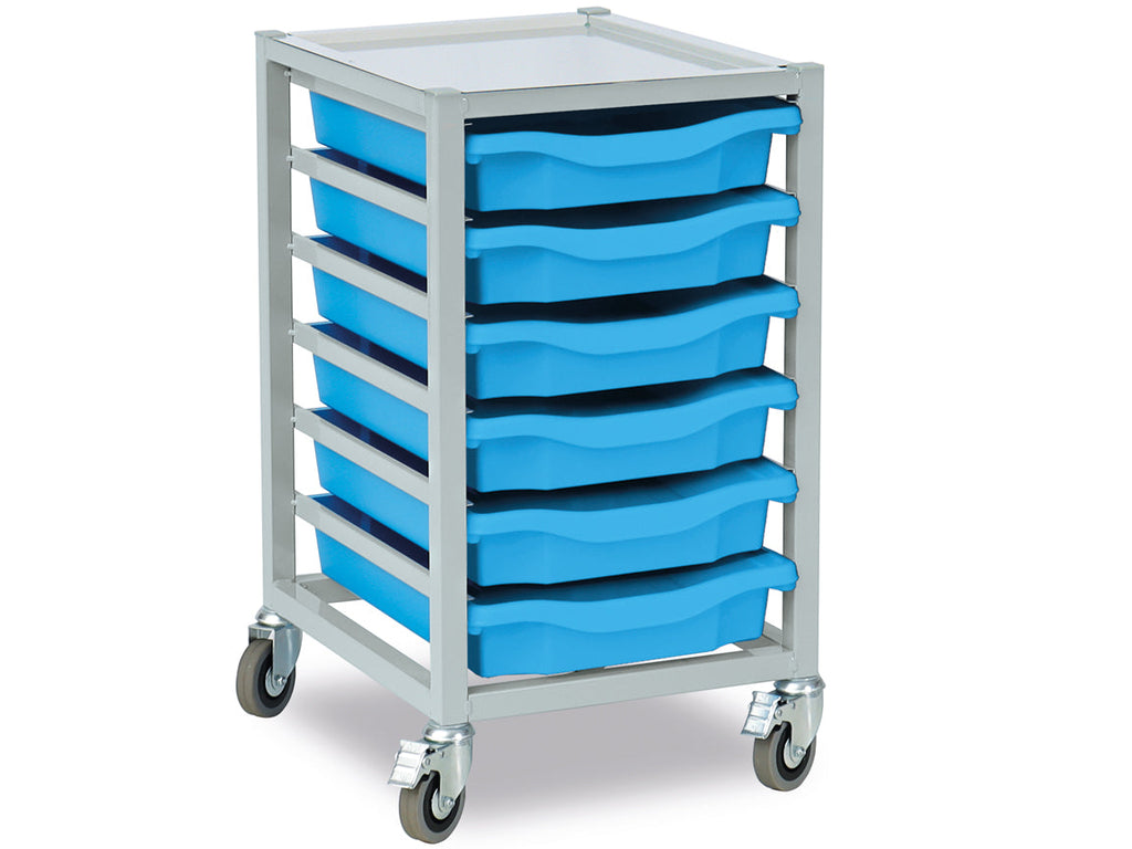 6 single tray unit, mobile W370 x D430 x H685mm (1 column of 6)-Storage,Trays-Learning SPACE