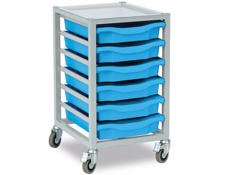 6 single tray unit, mobile W370 x D430 x H685mm (1 column of 6)-Storage,Trays-Learning SPACE
