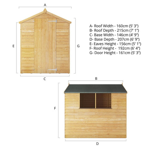 7 x 5 Overlap Apex Shed-Dropship,Eco Friendly,Forest School & Outdoor Garden Equipment,Mercia Garden Products,Sheds,Wellbeing Furniture-Learning SPACE