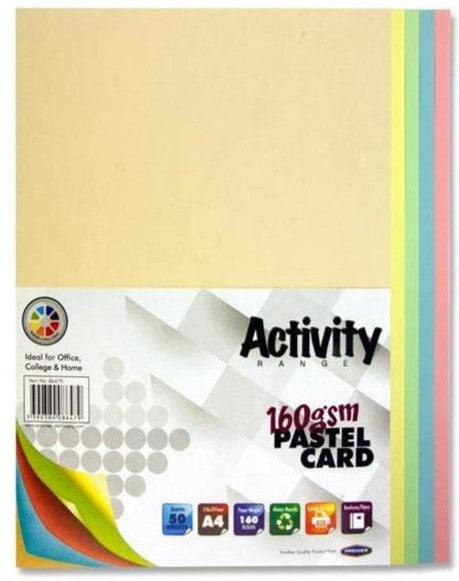 A4 160gsm Card 50 Sheets - Pastel-Art Materials,Arts & Crafts,Back To School,Early Arts & Crafts,Paper & Card,Premier Office,Primary Arts & Crafts,Primary Literacy,Stationery,Stock-Learning SPACE