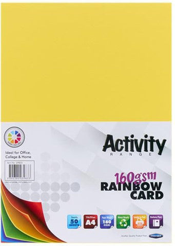 A4 160gsm Card 50 Sheets - Rainbow-Art Materials,Arts & Crafts,Back To School,Early Arts & Crafts,Paper & Card,Premier Office,Primary Arts & Crafts,Primary Literacy,Stationery,Stock-Learning SPACE