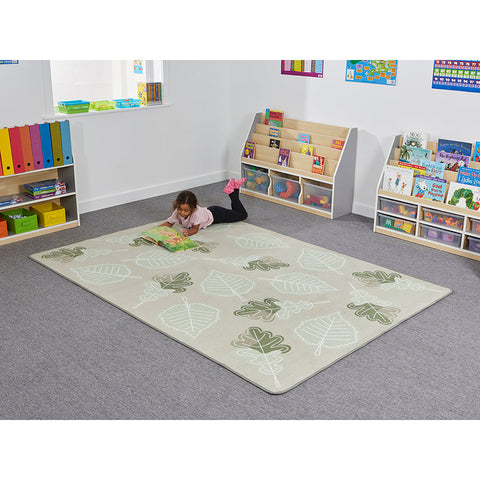 Abstract Leaf Rug-Dropship,Mats & Rugs,Natural,Nature Sensory Room,Neutral Colour,Plain Carpet,Rectangular,Rugs,Sensory Flooring,Wellbeing Furniture,World & Nature-Learning SPACE