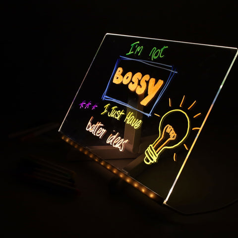 Acrylic LED Message Board (inc 7 markers) - 200x300mm-Drawing & Easels,Mark Making,Premier Office,Sensory Light Up Toys,Visual Sensory Toys-Learning SPACE