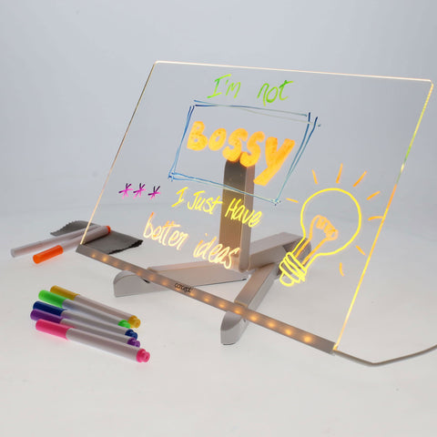 Acrylic LED Message Board (inc 7 markers) - 200x300mm-Drawing & Easels,Mark Making,Premier Office,Sensory Light Up Toys,Visual Sensory Toys-Learning SPACE