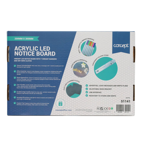 Acrylic LED Message Board (inc 7 markers) - 200x300mm-Drawing & Easels,Mark Making,Premier Office,Sensory Light Up Toys,Visual Sensory Toys-Learning SPACE