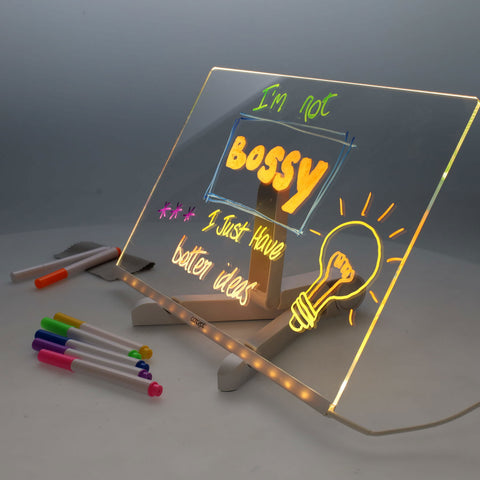 Acrylic LED Message Board (inc 7 markers) - 200x300mm-Drawing & Easels,Mark Making,Premier Office,Sensory Light Up Toys,Visual Sensory Toys-Learning SPACE