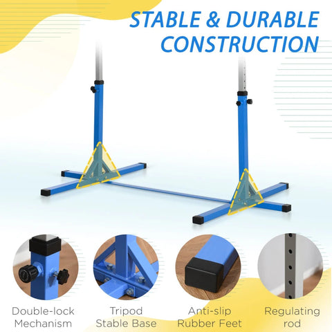 Adjustable Junior Gymnastics Bar – Home Training, Blue-Balancing Equipment,Dropship,Exercise,Gross Motor and Balance Skills-Learning SPACE