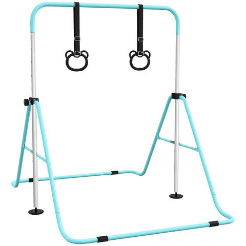 Adjustable Kids Gymnastics Bar with Rings-Balancing Equipment,Dropship,Gross Motor and Balance Skills-Green-340-016V00GN-Learning SPACE