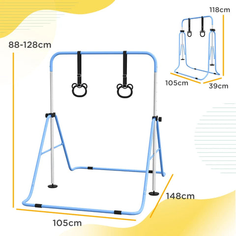 Adjustable Kids Gymnastics Bar with Rings-Balancing Equipment,Dropship,Gross Motor and Balance Skills-Learning SPACE