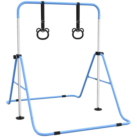 Adjustable Kids Gymnastics Bar with Rings-Balancing Equipment,Dropship,Gross Motor and Balance Skills-Blue-340-016V00BU-Learning SPACE
