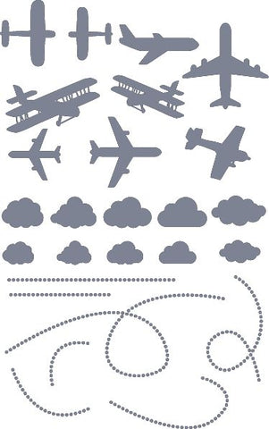 Airplane Wall/Ceiling Stickers-Ceiling Decor,Dropship,Sticker,Wall & Ceiling Stickers-Grey-34x55 cm-A4360-GryXS-Learning SPACE