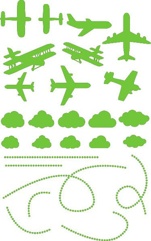 Airplane Wall/Ceiling Stickers-Ceiling Decor,Dropship,Sticker,Wall & Ceiling Stickers-Green-34x55 cm-A4360-GrnXS-Learning SPACE