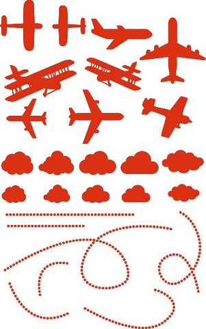 Airplane Wall/Ceiling Stickers-Ceiling Decor,Dropship,Sticker,Wall & Ceiling Stickers-Red-34x55 cm-A4360-RedXS-Learning SPACE