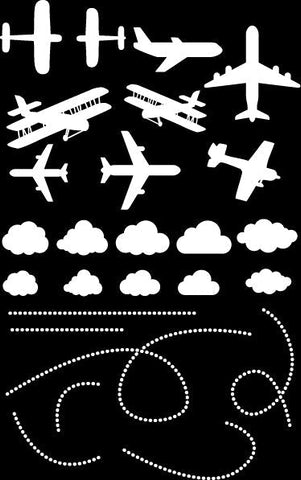 Airplane Wall/Ceiling Stickers-Ceiling Decor,Dropship,Sticker,Wall & Ceiling Stickers-White-34x55 cm-A4360-WHXS-Learning SPACE
