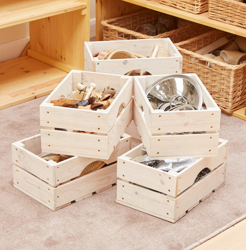All Wood Grab Crates (6Pk)-Atelier,Cosy Direct,Storage,Storage Bins & Baskets,Wellbeing Furniture-Learning SPACE