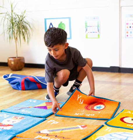 Alphabet 26 Mini Placement Carpets with Holdall-Dropship,Educational Carpet,Kit For Kids,Learn Alphabet & Phonics,Mats,Mats & Rugs,Multi-Colour,Rugs,Sit Mats,Square,Wellbeing Furniture-Learning SPACE
