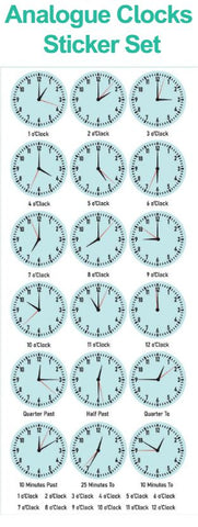 Analogue Clocks Sticker Set-Dropship,Furniture,Sticker,Wall & Ceiling Stickers,Wall Decor,Willowbrook-Learning SPACE