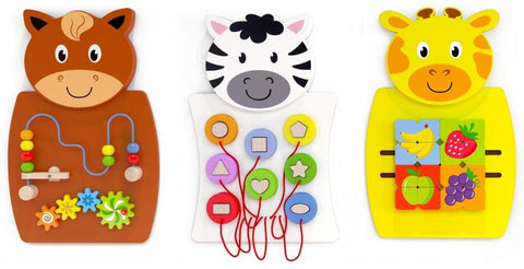 Animal Activity Wall Panel Toy - Set Of 3-Additional Need,Fine Motor Skills,Gifts For 1 Year Olds,Helps With,Maths,Nursery,Primary Maths,SCOTEXCEL,sensory activity,Sensory Wall Panels & Accessories,Shape & Space & Measure,Sound,Stock,Tactile Toys & Books,Tracking & Bead Frames,Viga Activity Wall Panel-Learning SPACE