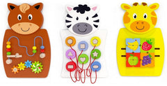 Animal Activity Wall Panel Toy - Set Of 3-Additional Need,Fine Motor Skills,Gifts For 1 Year Olds,Helps With,Maths,Primary Maths,sensory activity,Sensory Wall Panels & Accessories,Shape & Space & Measure,Sound,Stock,Tactile Toys & Books,Tracking & Bead Frames,Viga Activity Wall Panel-Learning SPACE