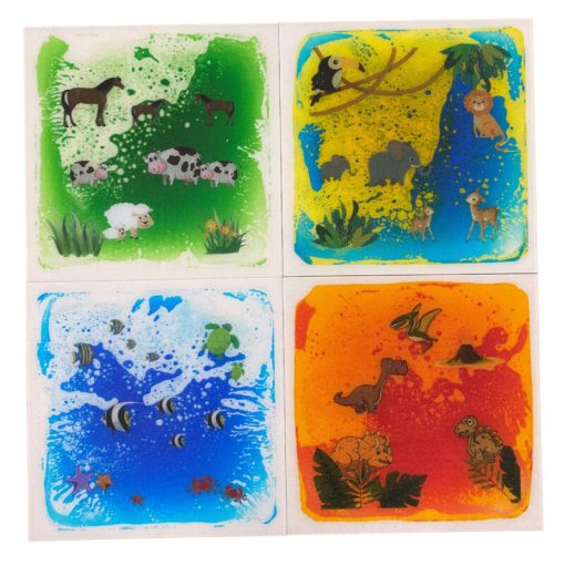 Animal Themed Liquid Floor Tiles Set of 4 - 30cm-Arts & Crafts-AllSensory, Chill Out Area, Eco Friendly, Featured, Helps With, Lumina, Nature Sensory Room, Sensory Floor Tiles, Sensory Flooring, Sensory Processing Disorder, Sensory Seeking, Visual Sensory Toys-Learning SPACE