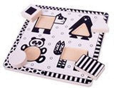 Animals Black & White Wooden Puzzle-2-12 Piece Jigsaw,Baby Maths,Baby Wooden Toys,Bigjigs Toys,Down Syndrome,Early Years Maths,Games & Toys,Gifts For 1 Year Olds,Primary Maths,SCOTEXCEL,Sound. Peg & Inset Puzzles,Stock-Learning SPACE