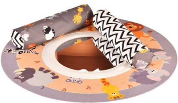Baby Play Mat with Mirror and Bolsters - Safari Theme-AllSensory,Baby Sensory Toys,Baby Soft Play and Mirrors,Down Syndrome,Dropship,Gifts for 0-3 Months,Gifts For 3-6 Months,Mats,Mats & Rugs,Natural,Neuro Diversity,Playmat,Playmats & Baby Gyms,Sensory Flooring,Stock-Learning SPACE