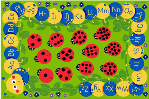 Back to Nature™ Chloe Caterpillar Numeracy & Literacy 3x2m Carpet-Dropship,Educational Carpet,Kit For Kids,Mats & Rugs,Rectangular,Rugs,Wellbeing Furniture,World & Nature-Learning SPACE