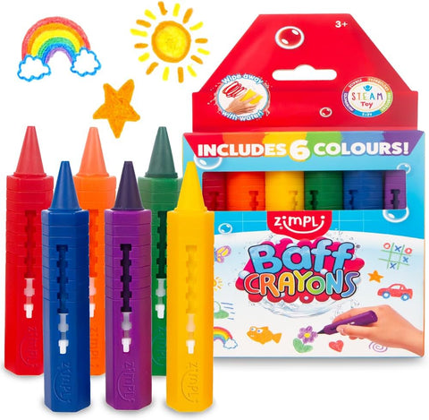 Baff Crayons 6 Pack-Bath Toys,Water & Sand Toys,Zimpli Kids-Learning SPACE