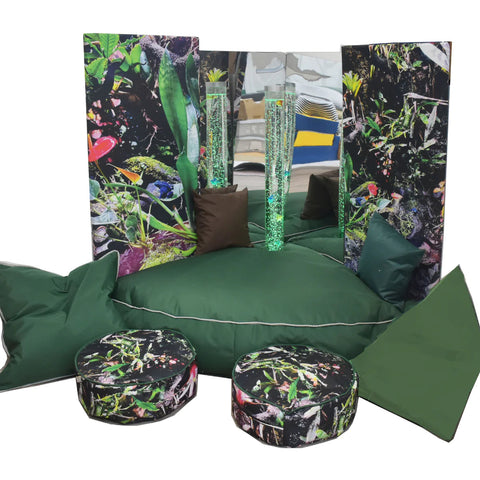 Bubble Tube Nurture Corner - Rainforest - Full Set Including Cushions and Bubble Tube-Bean bags,Bean Bags & Cushions,Bubble Tube Accessories,Dropship,excell2,Home Bubble Tubes & Walls,Plinths,Wellbeing Furniture-Learning SPACE